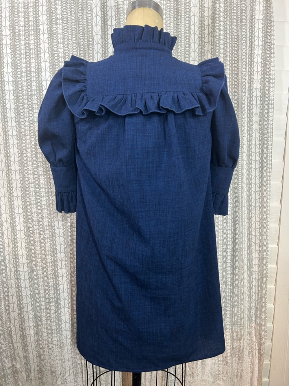 Navy Ruffle-Trim Dress - Picture 2 of 5